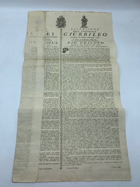 Extensio universali Jubilaei in Urbe celebrati...Estensione dell'universale Giubileo celebrato in Roma nell'anno 1775. A tutto il mondo cattolico